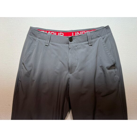 Under Armour Men's Slim Tapered Pants Flat Front Size 34x32 Gray Stretch Pockets - Picture 6 of 13